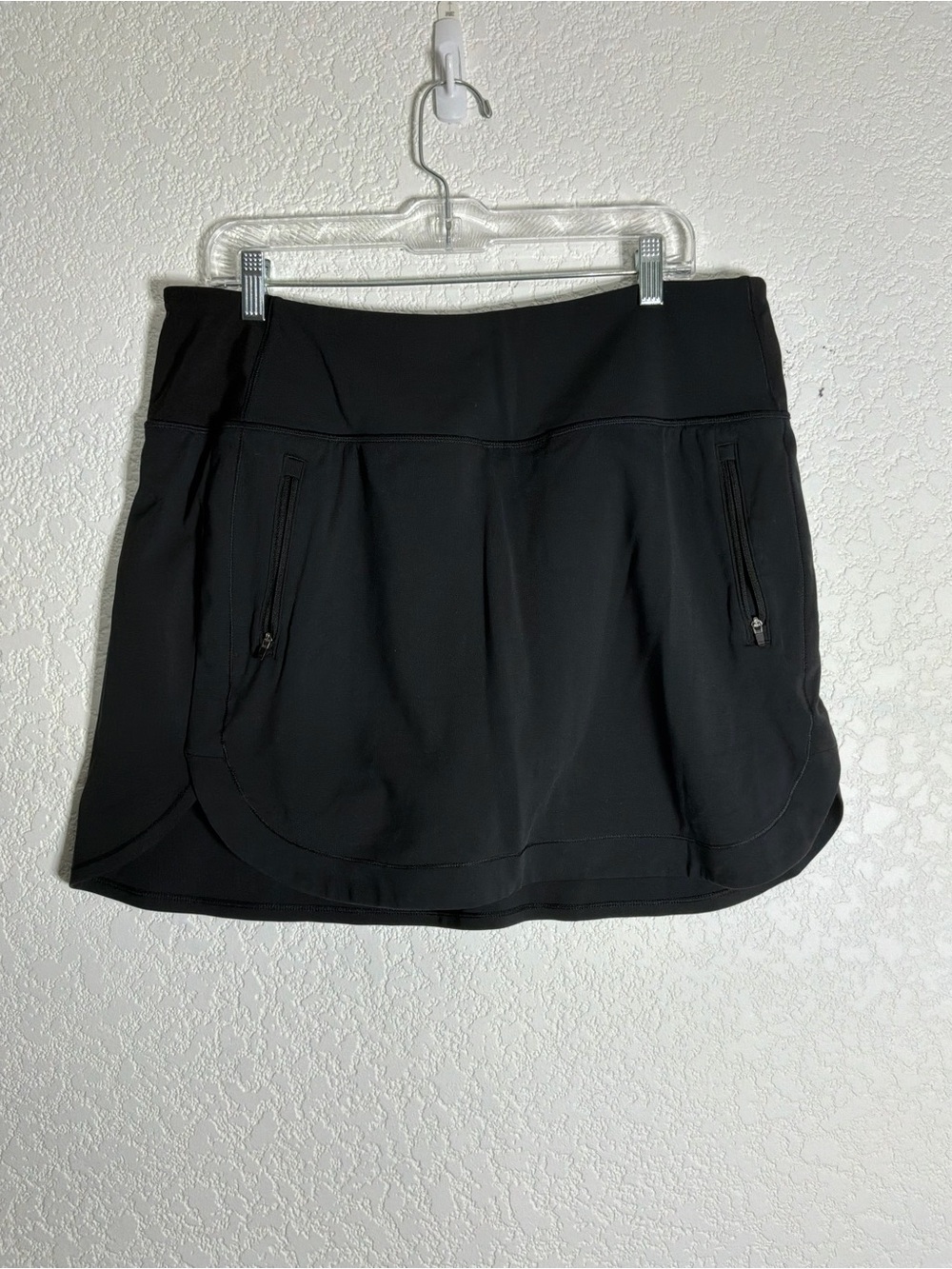 Athleta Women's Black Fairway Golf Skort 16" XL Pull-On Lined Zip Pocket